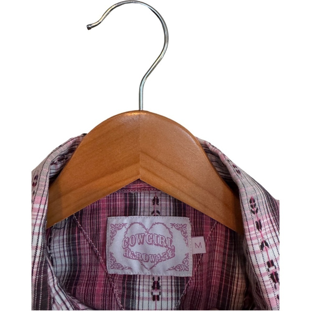 Cowgirl Hardware Girls Size Medium Plaid Long Sleeve Western Shirt - Picture 4 of 4